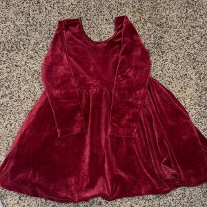 Velvet Long Sleeve Dress in Rich Burgundy